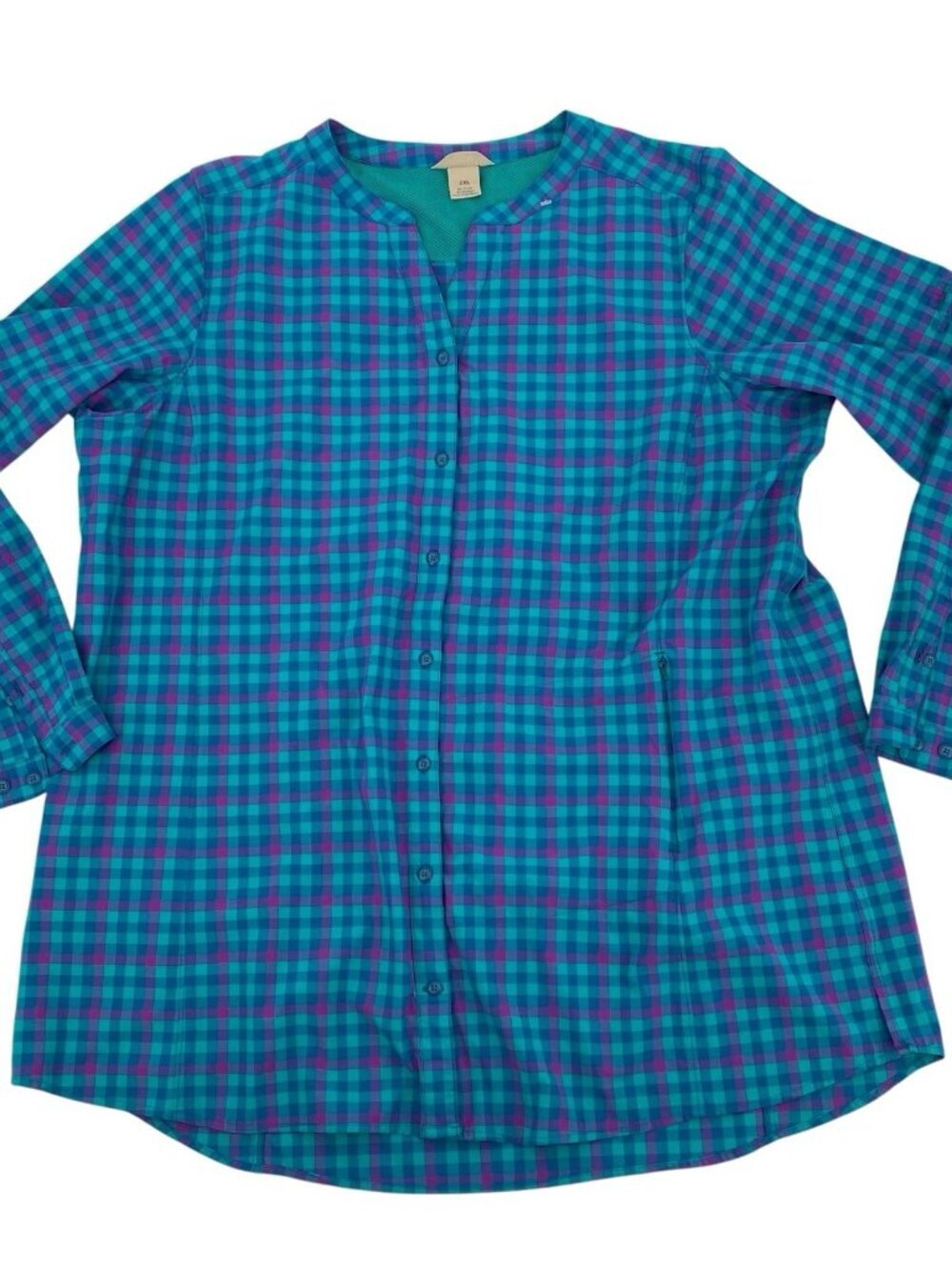 Duluth Shirt Women's 2XL Plaid  Button Up Spandex Long Sleeve Stretch Fit